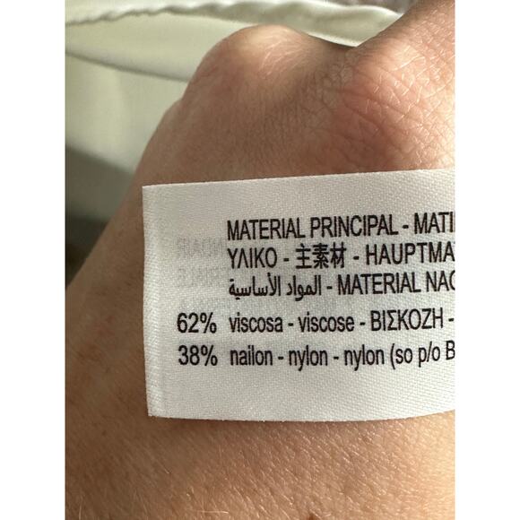 Zara NWOT White Short Puff Sleeve Scoop Neck Midi Fit Flare Dress Size Medium - Picture 7 of 7